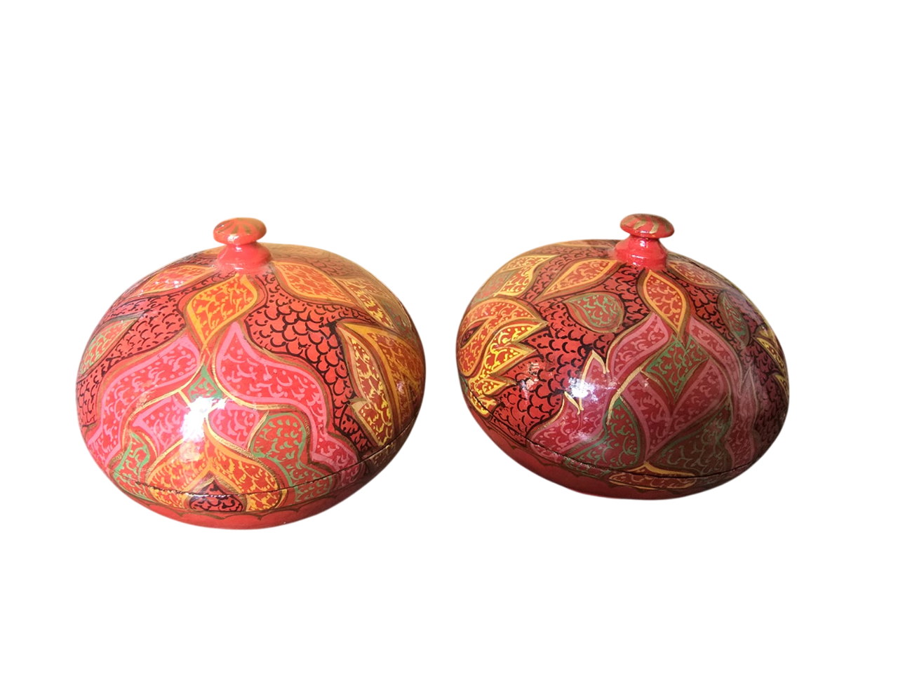Paper mache box,kashmiri paper mache,paper mache box with lid,hand painted powder box,handmade paper mache box,kashmir paper mache,2 box set